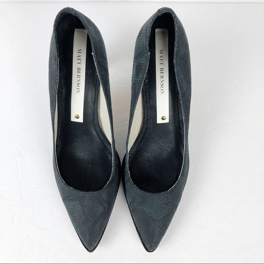 Matt Bernson Python Snake Embossed Pointy Toe Hee… - image 5
